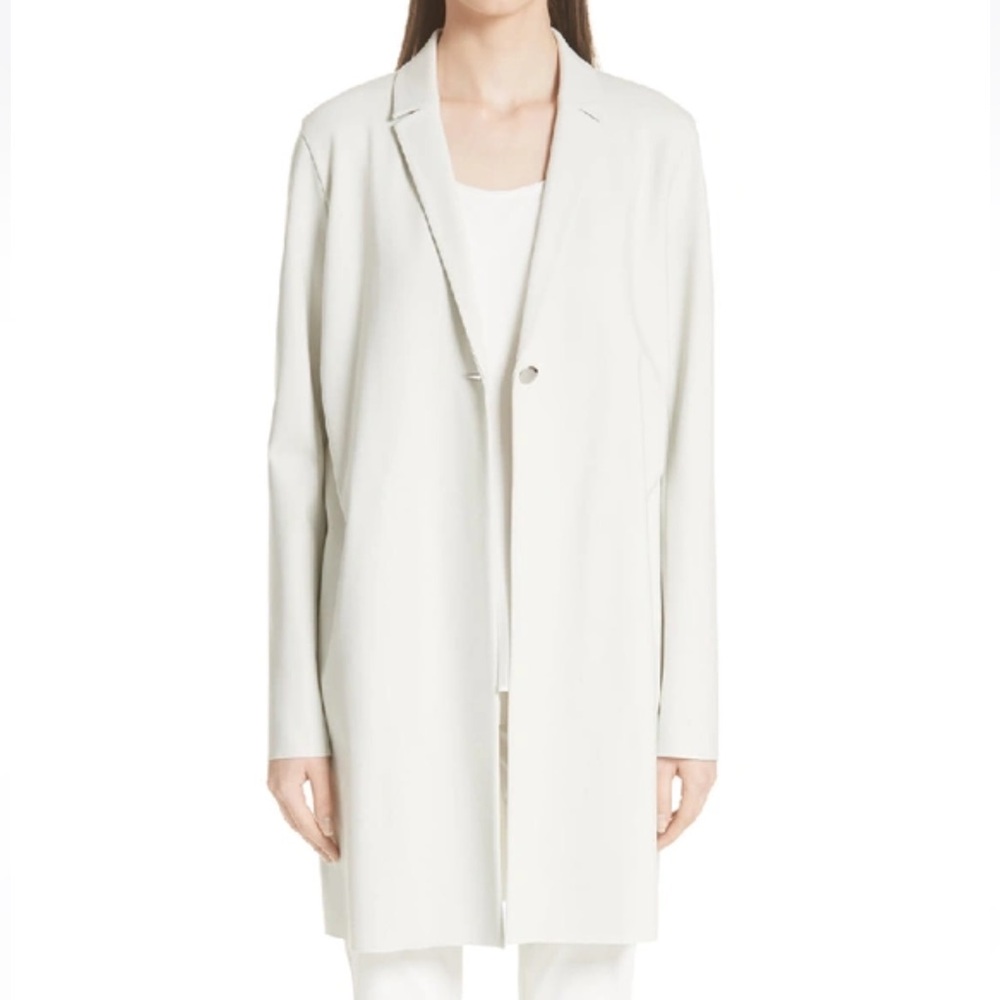 Lafayette 148 Labelle Modern Modal Long Jacket Size XL Quiet Luxury In Stucco